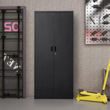 Metal Garage Storage Cabinets，71” Tall Metal File Cabinet with 5 Adjustable Shelves, Lockable Storage Cabinets for Office, Home, Garage, Warehouse 71" H x 31.5" W x 15.8" D (Black) TaskStorz