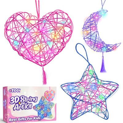 Gifts for Kids, Arts and Crafts for Kids Girls Ages 8-12, 3D String Art Kit for Kid, Light Up String Toys, Birthday Gifts for Girls Ages 8-12