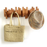 Acsigesn Wooden Coat Rack Wall Mounted Sticks Multi Rack Solid Handmade Natural Cherry Wood Artwork with 5 Flip-Down Unique Modern Hooks for Coats Bag Hat Umbrella Acsigesn