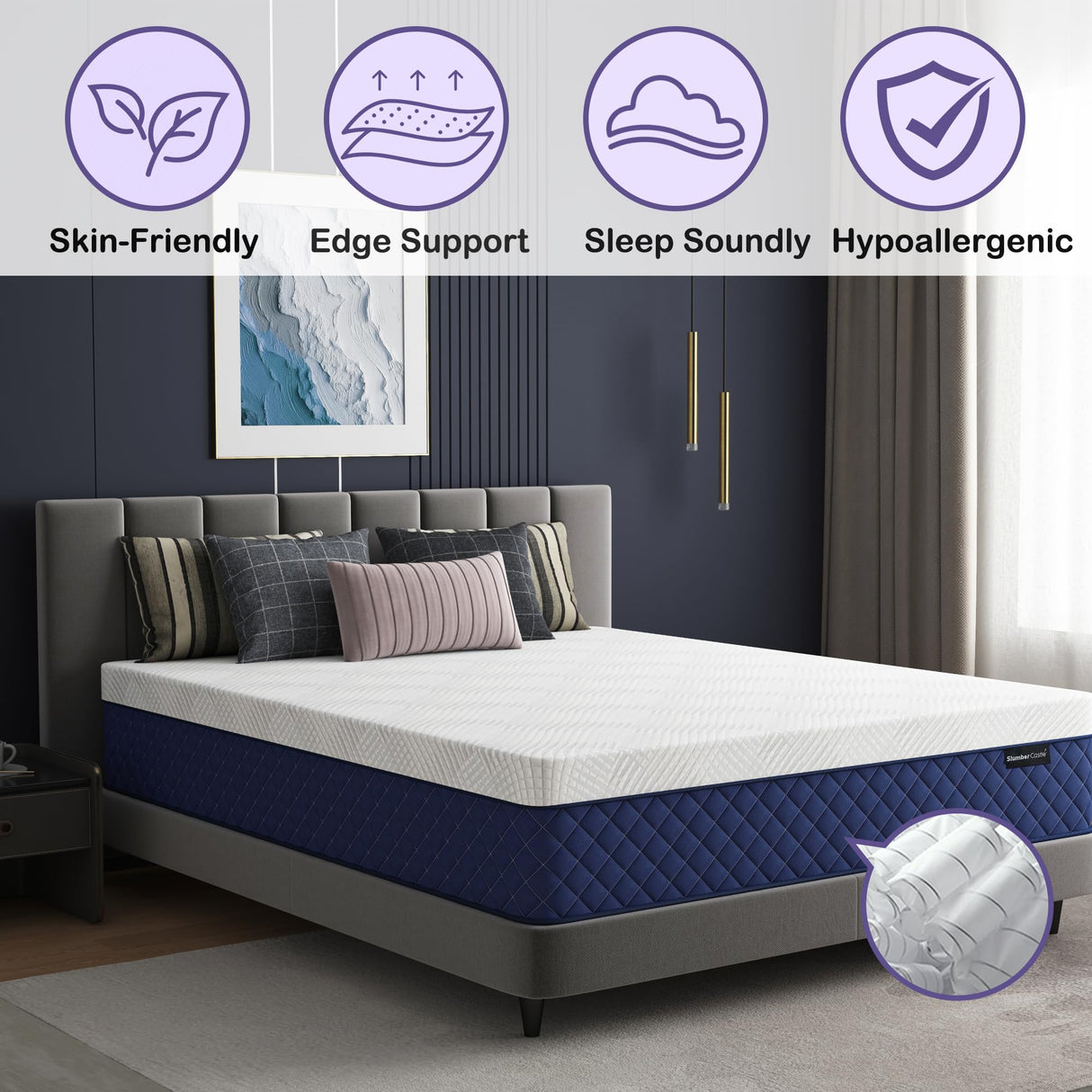 Twin Mattresses, 12 Inch Hybrid Twin Mattress in a Box, Memory Foam and Individual Pocket Spring Breathable Comfort for Sleep Supportive and Pressure Relief, CertiPUR-US, 39"*75"*12" Slumber Castle