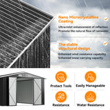 Breezestival 10x12FT Outdoor Storage Shed, Metal Garden Shed with Lockable Double Doors & Sloping Roof, Weather-Resistant Tool Shed for Backyard, Patio, Poolside Black Breezestival