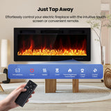 Electric Fireplace Inserts 42 Inch Wide, RealSmart Wall Mounted Fireplace 750W/1500W in-Wall Recessed Heaters with Remote Control, Timer, 12 Adjustable Color Flame & Brightness, Touch Screen RealSmart