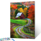 Autumn Mountain Forest Paint by Numbers Kits 16x20 inch Canvas Wooden House DIY Oil Painting for Kids, Adults Beginner America Bucolic Farm Artwork with Brushes, Girl Boy Landscape Gift(Frameless) Tucocoo