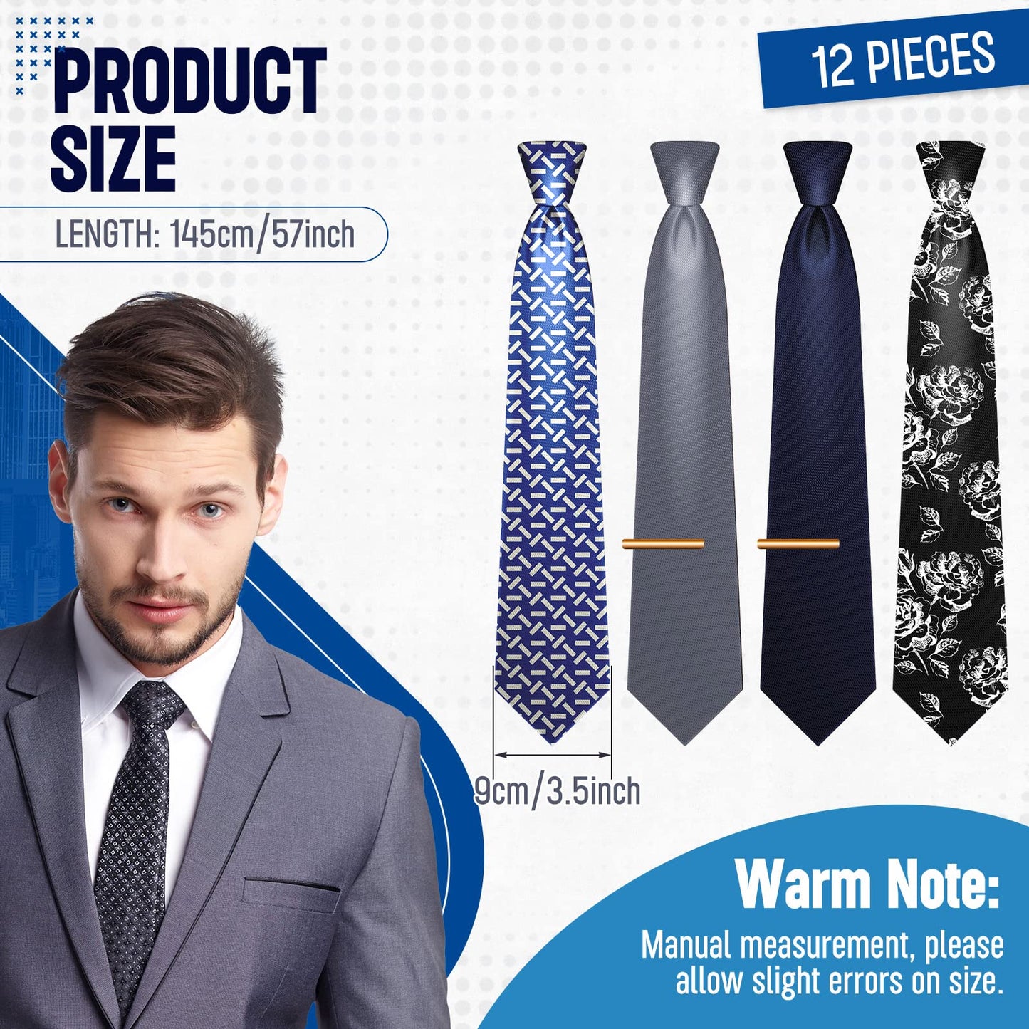 Tarpop 12 Pcs Sublimation Ties Blank Polyester for Men White Sublimation Necktie Solid Satin Tie Polyester Necktie Heat Transfer Mens Neckwear Tie for Wedding Party Business Formal Occasion, 57 Inch