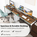 Tangkula L-Shaped Computer Desk, 95 Inch Reversible Corner Desk with Monitor Stand & 3 Cable Holes, 2-Person Long Study Writing Desk, Large Home Office Gaming Writing Workstation (Rustic Brown) Tangkula