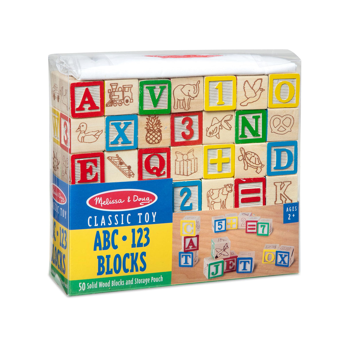 Melissa & Doug Deluxe Wooden ABC/123 1-Inch Blocks Set With Storage Pouch (50 pcs), Classic Letter And Number Wooden Blocks, For Toddlers And Kids Ages 2+ Melissa & Doug
