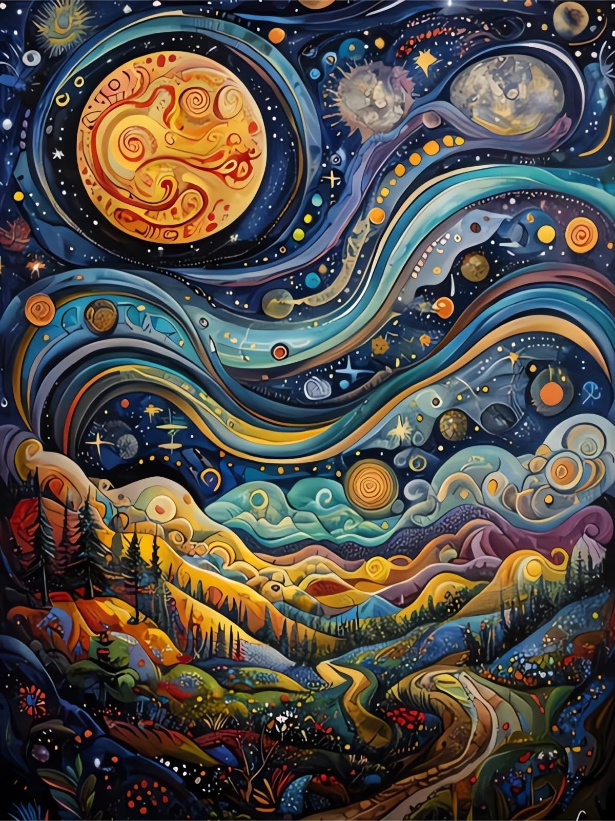 Landscape Abstract Diamond Art Kits for Adults, 5D Diamond Painting for Beginners, Diamond Dot, Dimond Art Paintings Kit, Gem Painting Kit, Crafts for Adults, Crystal Home Wall Decor Gifts (12x16inch) Rekxtmo