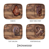 Ironwood Gourmet Fort Worth Steak Plate with Juice Channel, Acacia Wood 13 x 11 x 0.75 -inches, Brown Ironwood Gourmet