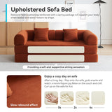 QQR Convertible Sleeper Sofa Bed with Cylindrical Pillow, Modern Corduroy Futon Bed, Modular Sofa with Pull-Out Bed, Love Seat Sleeper for Living Room, Small Space Apartment, Office (Orange) QQR