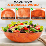 Rich&Richer Wooden Salad Bowl Set 6 Pcs - 8 Inch Salad Bowls Large Serving, Woven Wooden Bowls for Food, Mixing Bowls for Kitchen Set - Wood Salad Bowl Set Serving Bowls Rich&Richer