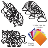 VHALE Suncatchers Craft 3 Sets (9 Cutouts) w Tissue Papers Stained Glass Effect Paper Sun Catcher Kit, Window Art, Classroom Crafts, Creative Art Projects, Kids Party Favors (Unicorn) VHALE