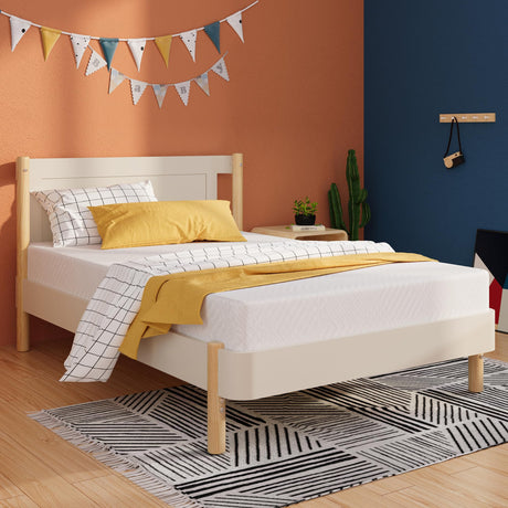 EGOHOME Twin Mattress for Kids Adults Single Bed, 5 Inch Green Tea Gel Cooling Memory Foam Bunk Bed Mattress in a Box, Made in USA CertiPUR-US Certified, Medium Firm Trundle, White MLILY