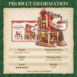 ROKR 3D Puzzle for Adults Christmas Style Dream Gift Factory Wooden Model Kit Luminous Factory DIY Dollhouse Kit Building with Music, Lights and 5 Elves for Teens & Kids ROKR