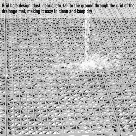 12 Pcs Drainage Mat Modular Interlocking Cushion 11.8" x 11.8" Interlocking Garage Floor Tiles Non-Slip Splicing Interlocking Rubber Floor Tiles for Drain, Deck, Pool, Outdoor/Indoor (Grey) JOHAHTANG