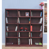 Traditional 72-Inch Triple Wide Wood Bookcase with 15 Adjustable Shelves in Cherry Finish Concepts In Wood