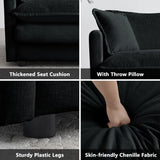 mikibama Luxury 2 Piece Cloud Couches Set, Modern Upholstered Chenille 3 Seater and Loveseat Sofa Set with 9 Pillow for Living Room Bedroom Office Apartment, Black mikibama