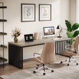 Tribesigns 78" Computer Desk, Extra Long 2-Person Desk with Metal Legs, Double Writing Table with Spacious Space, Industrial Wooden Office Desk, Large Study Desk Workstation for Home Office (Gray) Tribesigns