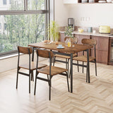 furlinkhm Kitchen Dining Table Set for 4, Modern Rectangular 5 Piece Dining Room Table and Chairs Set, Brown Wooden Metal Table Set for Family Dinner, Party, Afternoon Tea and Work (Oval) furlinkhm