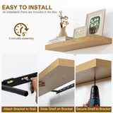 Fun Memories 55 Inch Fireplace Mantel Shelf -Long Floating Shelf, Wall Mounted Farmhouse Display Shelf with Invisible Heavy Duty Metal Bracket, Oak Fun Memories