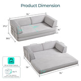 LINSY HOME 79'' Convertible Sofa Bed - Boneless Compression Sofa Folding Loveseat Sleeper - Foldable Corduroy Couch Bed for Living Room Bedroom - Modular Sectional Compressed Sofa in Box, Grey LINSY HOME
