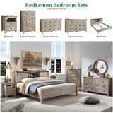 RedLemon 7 Drawer Dresser for Bedroom, Farmhouse 54" Wide Rustic Wood Dresser TV Stand, Dresser Chest of Drawers for Closet, Living Room, Hallway, Light Rustic Oak RedLemon