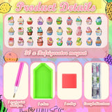 Remuuly 30 Pcs Diamond Painting Magnets Summer Diamond Art Magnet Kits for Adults Spring Flower Animal Cupcake 5D Rhinestones Refrigerator Magnetic Stickers for Fridge DIY Crafts Gifts(Cupcake) Remuuly