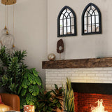 ZEXUIRU 2PCS Arched Window Wall Mirror,Rustic Farmhouse Accent Mirror, Wood Framed Entry Mirror for Living Room,Bathroom,Bedroom,Kitchen,15.5 * 9.8 Inch ZEXUIRU