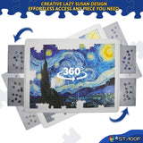 STAOOF Puzzle Board, 1500 Pieces Plastic Rotating Puzzle Table with Drawers and Cover - 35" x 27" Portable Jigsaw Puzzle Board for Adults - Puzzle Tray Accessories - Lazy Susan Spinning Puzzle Boards STAOOF