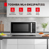 TOSHIBA ML4-EM22PAIT(SS) Countertop Microwave Oven with Sensor Cook, 6 Auto Menus, Origin Inverter, Child Lock, 2.2 Cu Ft for Large Family, 16.5 Inch Removable Turntable, 1200W, Stainless Steel TOSHIBA
