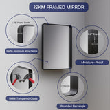 ISKM Black Bathroom Mirror for Wall 48" x 32" Matte Black Framed Vanity Mirror Anti-Rust Tempered Glass Hangs Horizontal or Vertical ISKM
