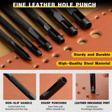 Leather Stitching Punch Leather Hole Punch Tool Set, 4mm 1/2/4/6 Prong Punch Leather Chisel, Round Leather Hole Punch for Leather Belt, Watch Band, Leather Strap DIY Leather Crafts MORFEN