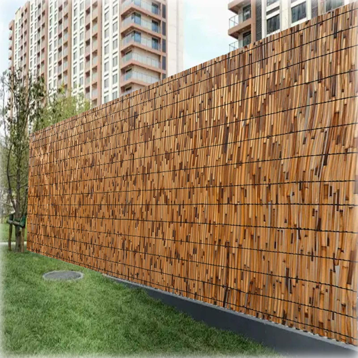Bamboo Fence Rolls 1-8 Feet High X 1-50feet Length Bamboo Privacy Screen Prevent Leaves Falling Off Decorative Fencing for Outdoor Garden Natural Bamboo Fencing Roll for Balcony Window Indoor Outdoor WoodArtSupply