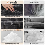 ovios Modular Sectional Sofa Couch with L-Shape Chaise Ottoman, Comfy Plush Corduroy Cloud Couches, Modern Deep Seat Sofas Set for Living Room, 5-Seater, Grey ovios