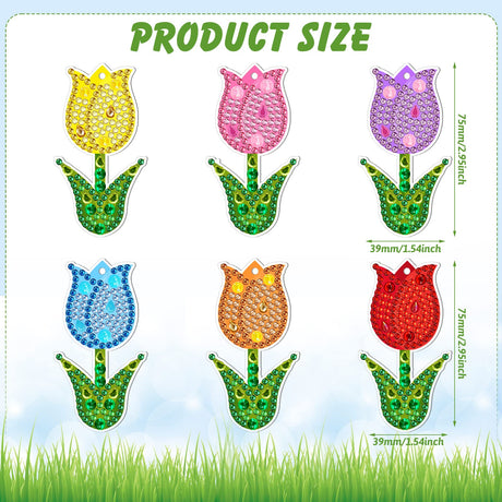 12 Pieces Spring Tulip Diamond Painting Keychain 5D DIY Diamond Painting Kit Flower Hanging Diamond Art Kits Spring Colorful Tulip Ornaments for Kids Spring Crafts Family Decor (Tulip Style) Ferraycle