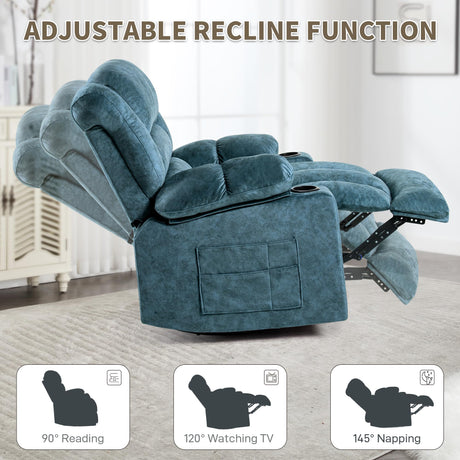HOMYEDAMIC Recliner Chair Rocker Modern Ergonomic Lounge 360 Degree Swivel Single Sofa Seat Living Room Lounge Recliners (360 Swivel, Blue Green-A - Flannel) HOMYEDAMIC