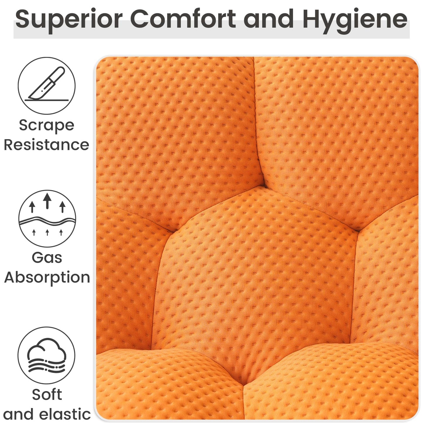 WJShome Bubble Loveseat Sofa,78.74'' Modern Upholstered Sofa, 2 Seater Mesh Fabric Love Seat Floor Sofa, 3D Honeycomb Shape Curved Couch for Living Room, Office, Apartment (Orange)