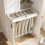 MEISSALIVVE Armoire Wardrobe Closet with 4 Door, 74.8" Large Wardrobe Cabinet with Hanging Rod, Freestanding Modern Bedroom Armoire Storage Cabinet, White MEISSALIVVE