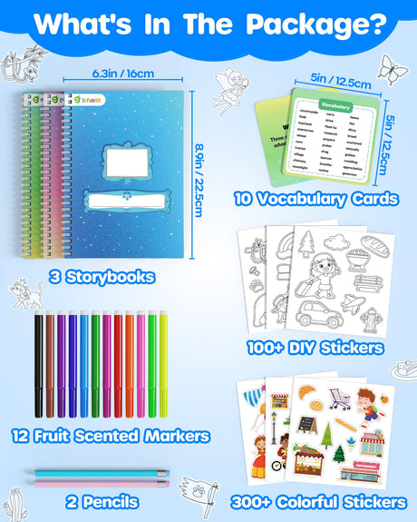 D-FantiX My Storybook Art Kit & Dot Art Sticker Activity Book with Ink Pad D-FantiX