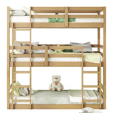 Twin Over Twin Over Twin Triple Bunk Bed for Kids,3 Bed Bunk Beds for 3,Solid Wood Twin Size Triple Bunk Bed with Two Built-in Ladders,Detachable Triple Bunk Beds,Natural Bellemave