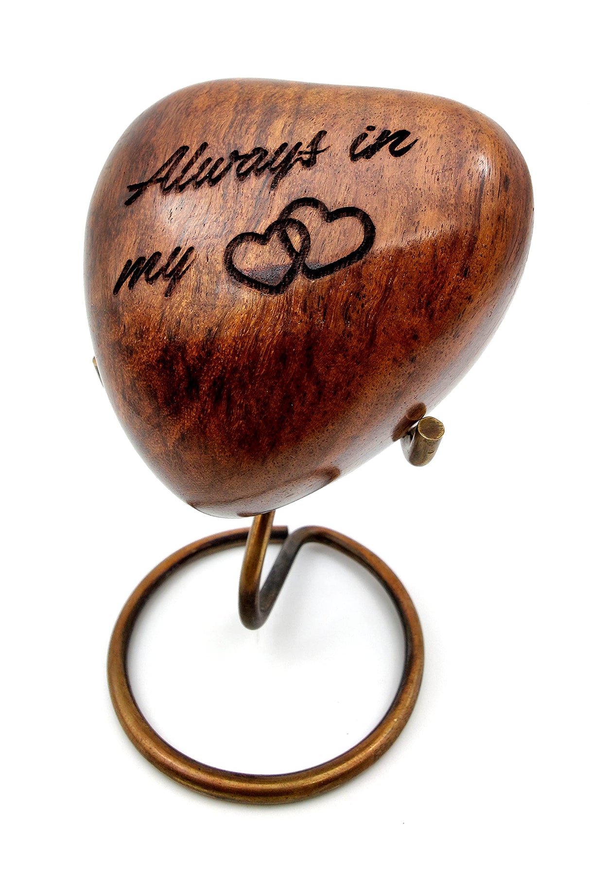 5MOONSUN5 Wooden Heart Urn Keepsake Cremation Urn for Human pet Ashes Handcrafted Urn Heart Shaped - Perfect for Adults & Infants with Brass Stand 3 5MOONSUN5