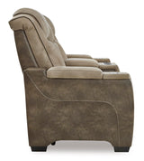 Signature Design by Ashley Next-Gen DuraPella Power Reclining Loveseat with Console & Adjustable Headrest, Sand Signature Design by Ashley