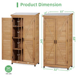 68''x33''x20'' Outdoor Wooden Storage Shed with Metal Top Tall Vertical Tool Cabinet for Backyard Garden Patio Lawn (Gold) Mederlo