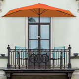 Pure Garden Half Round Patio Umbrella with Easy Crank – Compact 9ft Semicircle Outdoor Shade Canopy for Balcony, Porch, or Deck (Terracotta) Pure Garden