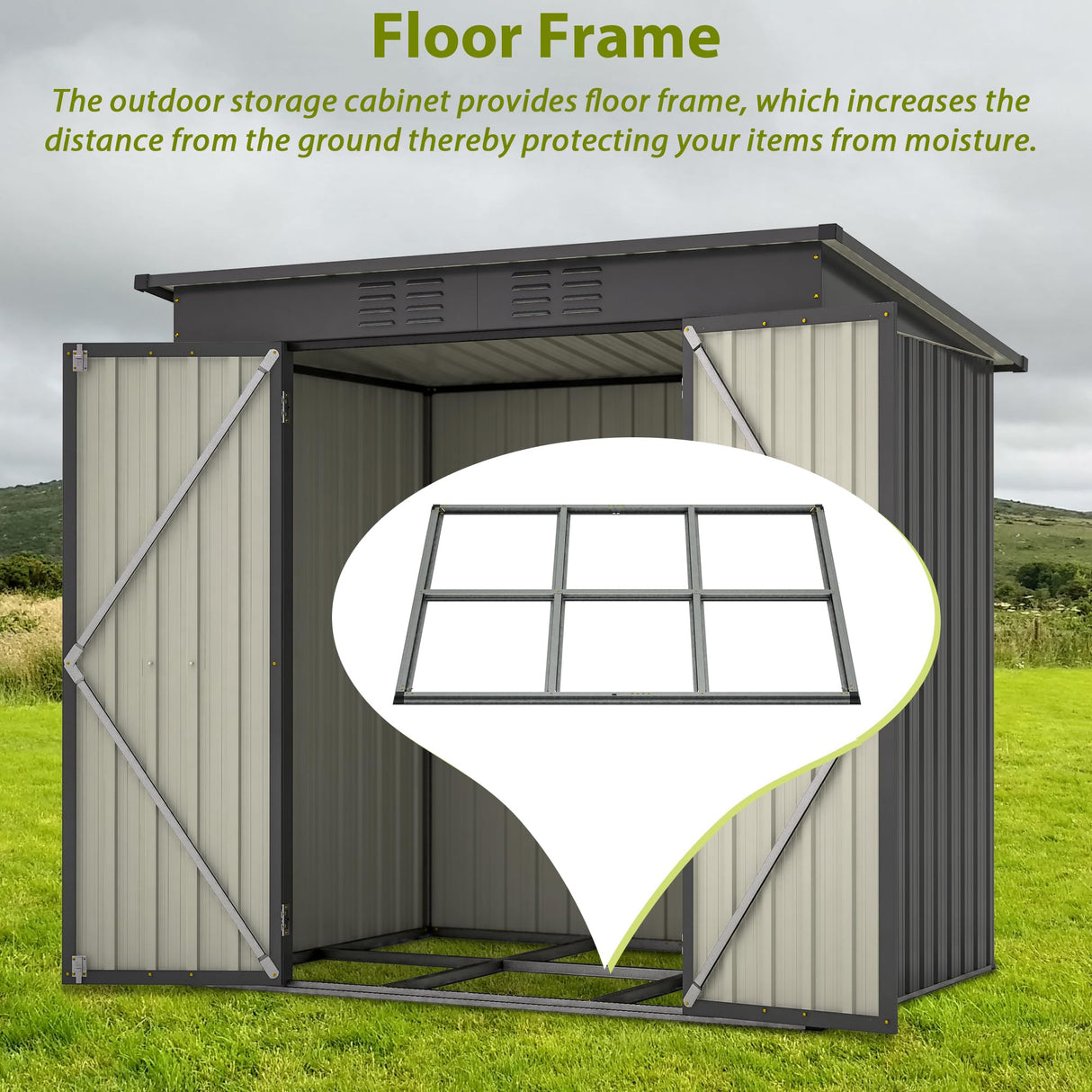 Outdoor Storage Shed, 6 X 4 FT Large Metal Utility Tool Sheds with Floor Frame, Steel Garden Shed for Backyard Garden Patio Lawn，Black Hohuqeri