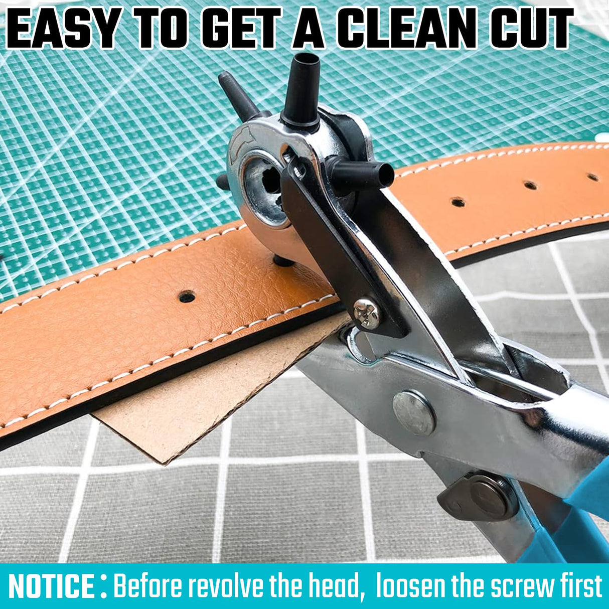 DURATECH Revolving Punch, Leather Hole Punch Tool, 8 Inch, 6 Multi-Hole Size Covers 2mm to 4.5mm, for Belts and Dog Collars, Ideal for DIY Projects DURATECH