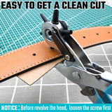 DURATECH Revolving Punch, Leather Hole Punch Tool, 8 Inch, 6 Multi-Hole Size Covers 2mm to 4.5mm, for Belts and Dog Collars, Ideal for DIY Projects DURATECH