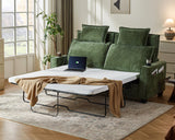 CHIC HOUSE 2-in-1 Pull-Out Sofa Bed, Convertible Chenille Sofa with 20W Fast Charging, LED Light, Foam Couch Layered Cushion Trim, Full/Queen RV Sleeper Sofa, Living Room, Apartment Small Space CHIC HOUSE