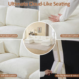155''Cloud Boneless Sectional Couch, Modular Sectional Sofa Deep Seat with 2 Ottomans, Oversized Upholstered Convertible Comfy 6 Seater Chenille Sofa U Shape Couches for Living Room, Beige WUTUTUEE