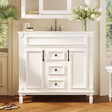 Merax 36" Bathroom Vanities with Single Sink, Modern Undermount Bathroom Sink Cabinet with 3 Closing Doors & 2 Full Extension Dovetail Drawers Merax