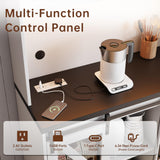 71" Tall Farmhouse Kitchen Pantry Storage Cabinet, Kitchen Storage Cabinets with LED Lights and Charging Station, Pantry Cabinet with Adjustable Shelves and Sliding Doors, Cupboard for Kitchen, White PPorfamilia